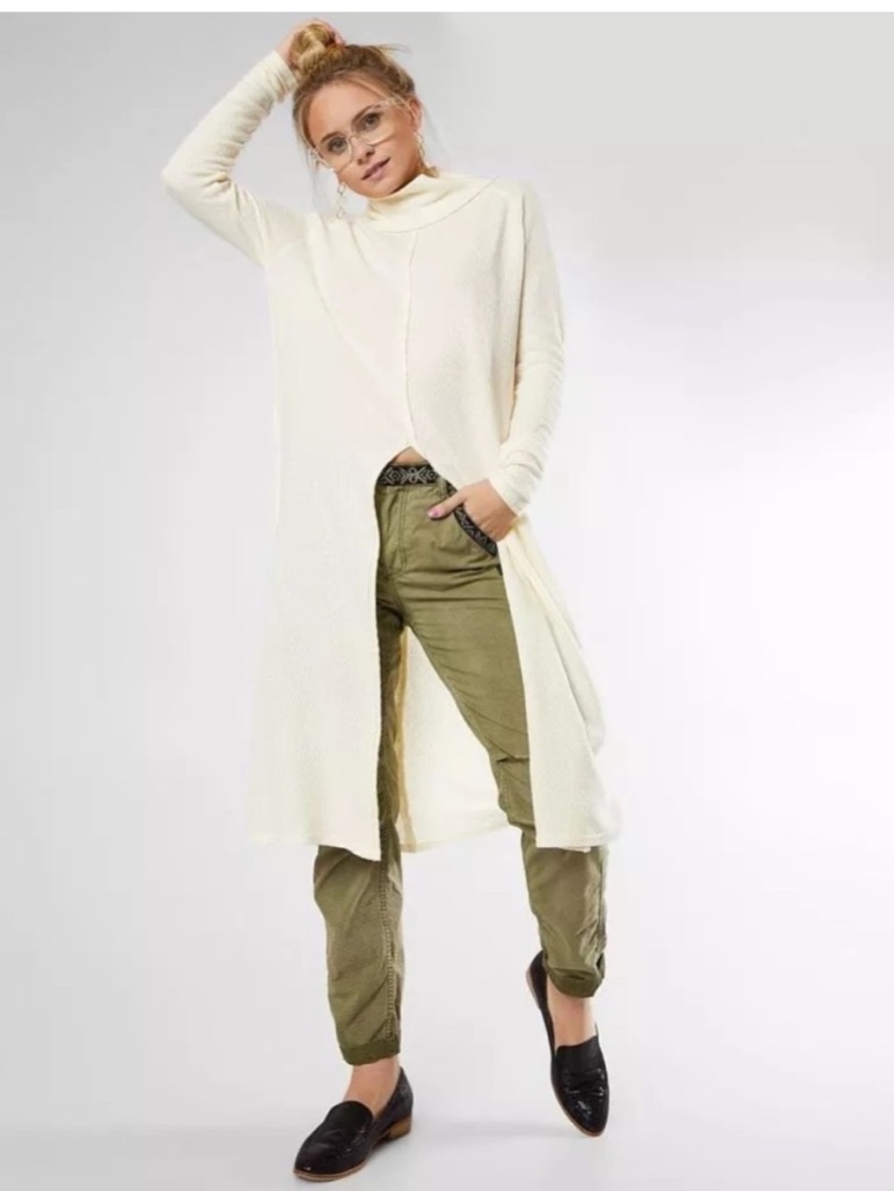 WE THE FREE | Free People Work It Cream Thermal Longline Tunic Top S
